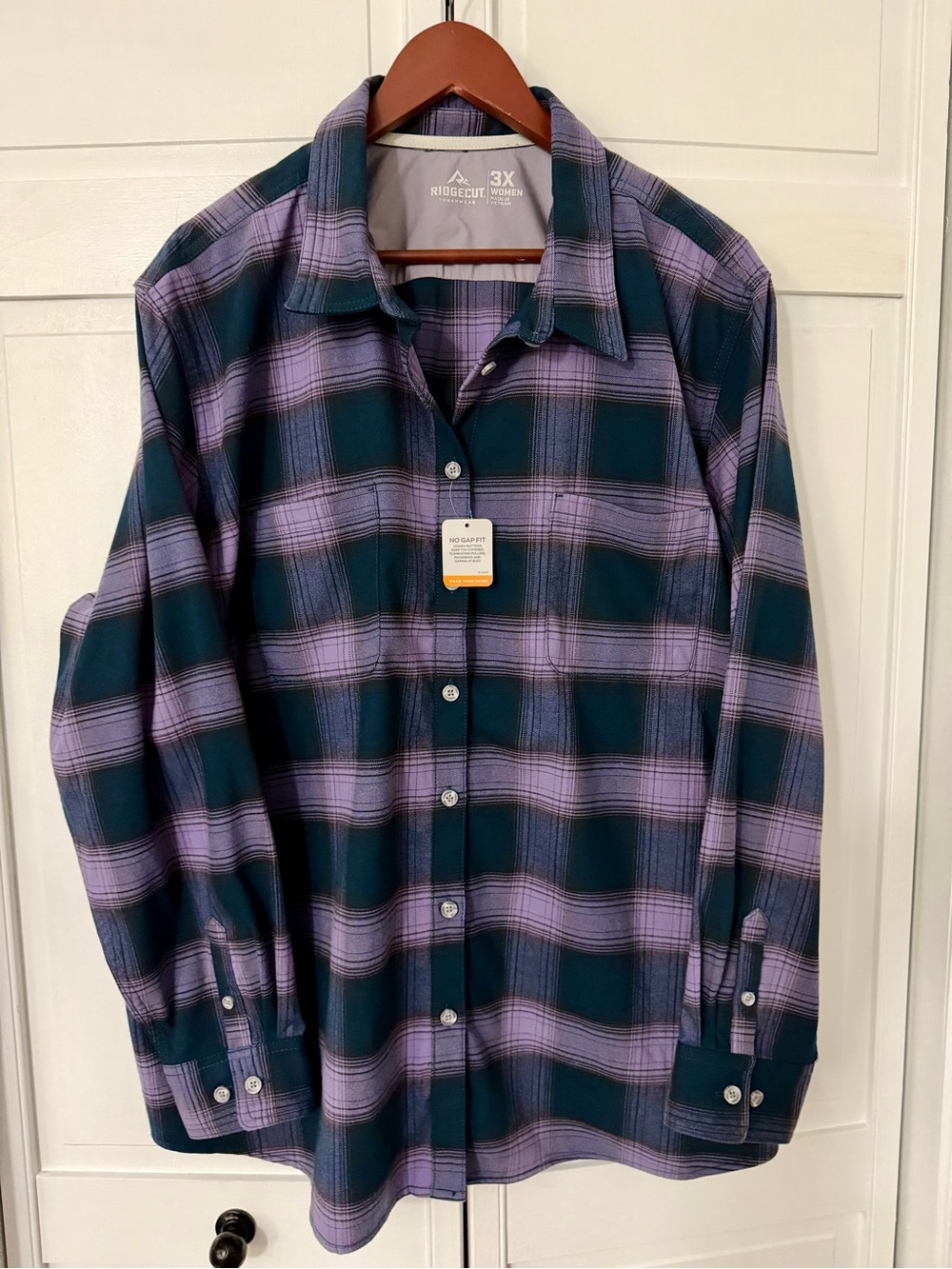 Women’s Purple and BlackPlaid Button-Down Shirt - Ridgecut